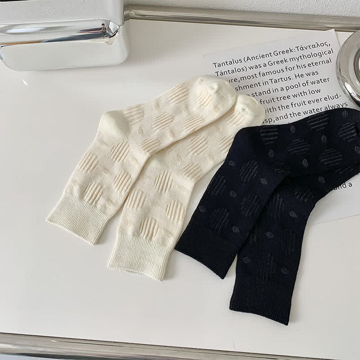 Chaussettes mi-mollet classiques en coton à pois de couleur unie