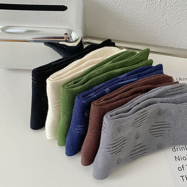 Chaussettes mi-mollet classiques en coton à pois de couleur unie