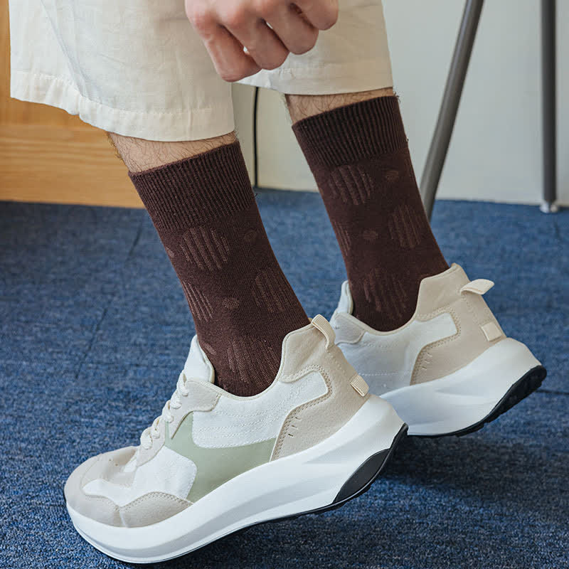 Chaussettes mi-mollet classiques en coton à pois de couleur unie