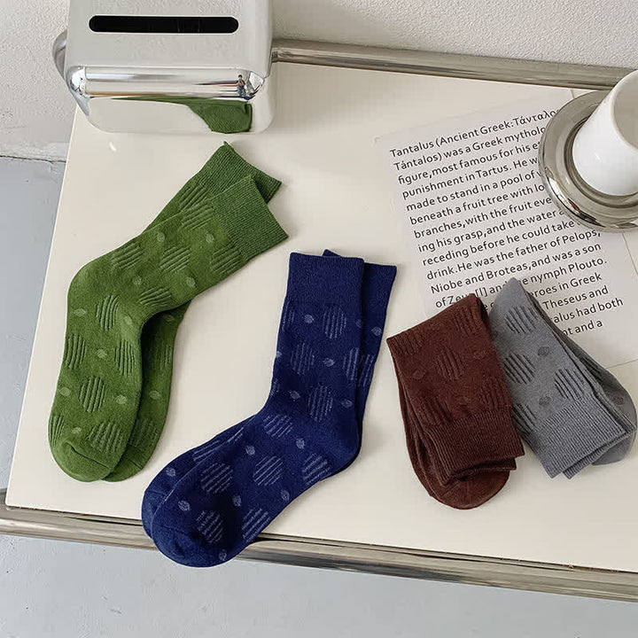 Chaussettes mi-mollet classiques en coton à pois de couleur unie