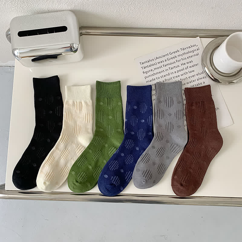 Chaussettes mi-mollet classiques en coton à pois de couleur unie