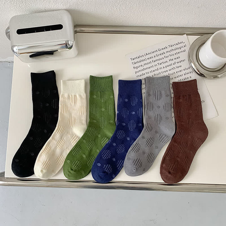 Chaussettes mi-mollet classiques en coton à pois de couleur unie