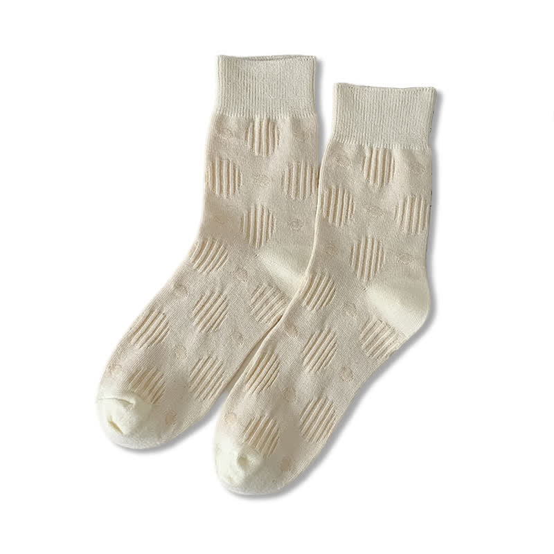 Chaussettes mi-mollet classiques en coton à pois de couleur unie