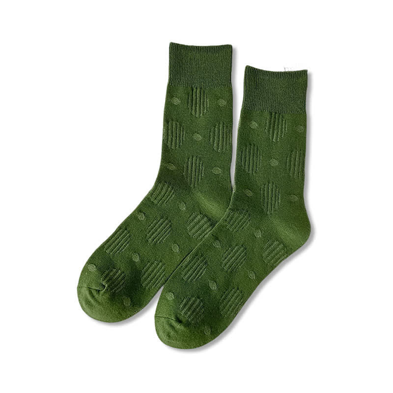 Chaussettes mi-mollet classiques en coton à pois de couleur unie