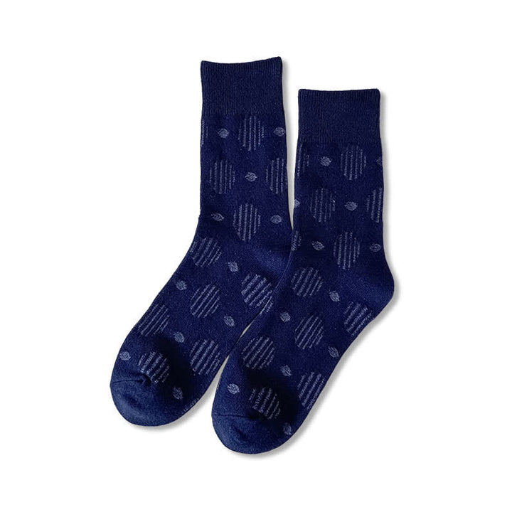 Chaussettes mi-mollet classiques en coton à pois de couleur unie