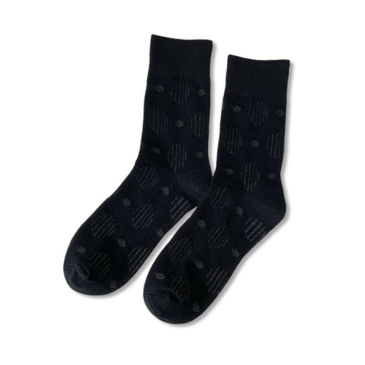 Chaussettes mi-mollet classiques en coton à pois de couleur unie