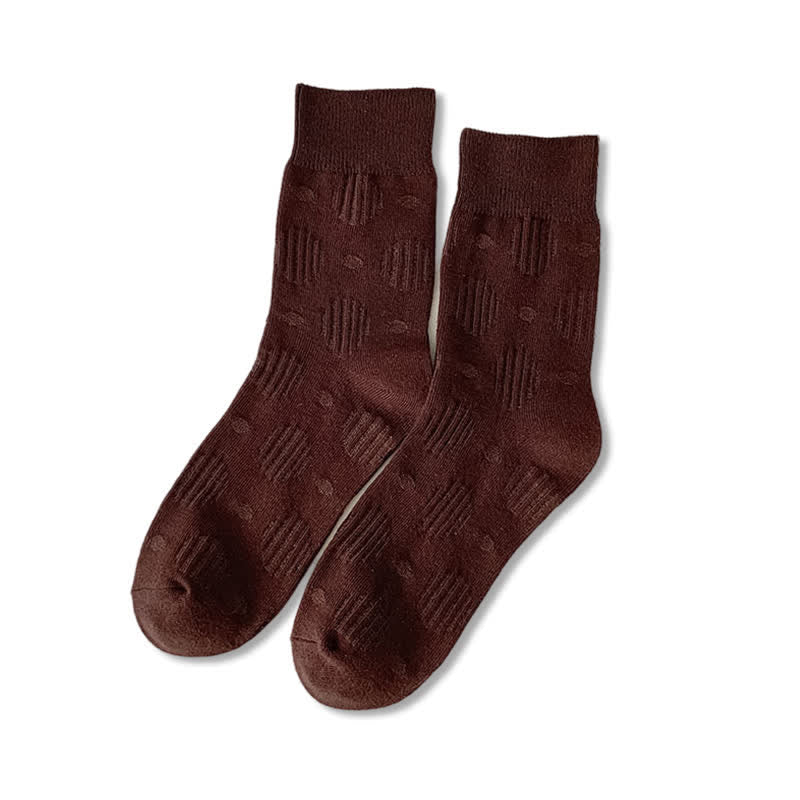 Chaussettes mi-mollet classiques en coton à pois de couleur unie