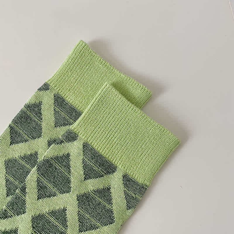 Chaussettes mi-mollet en coton tricoté à carreaux avec motif losanges
