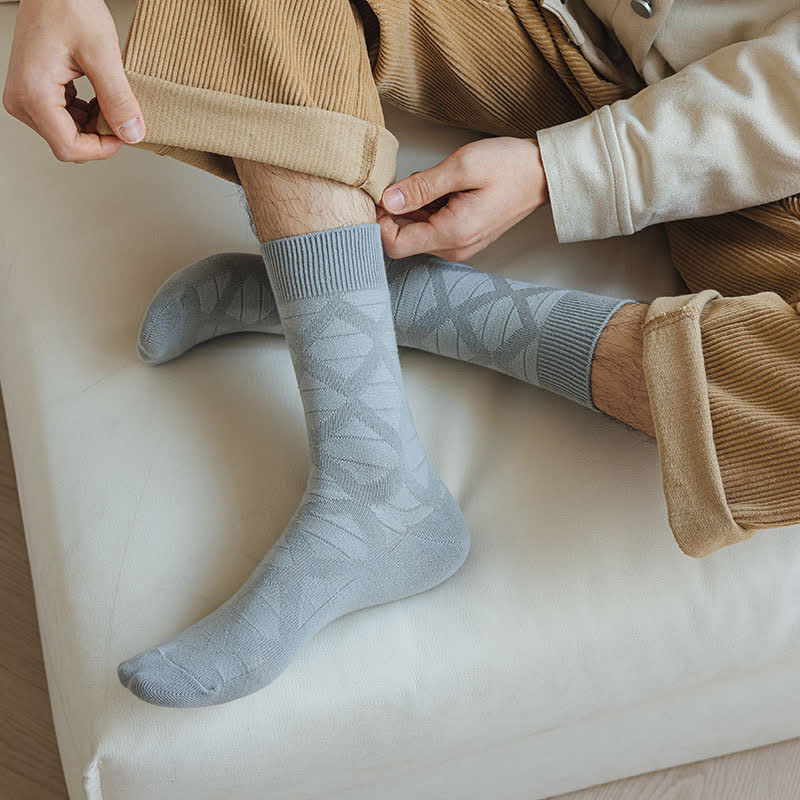 Chaussettes mi-mollet en coton tricoté à carreaux avec motif losanges