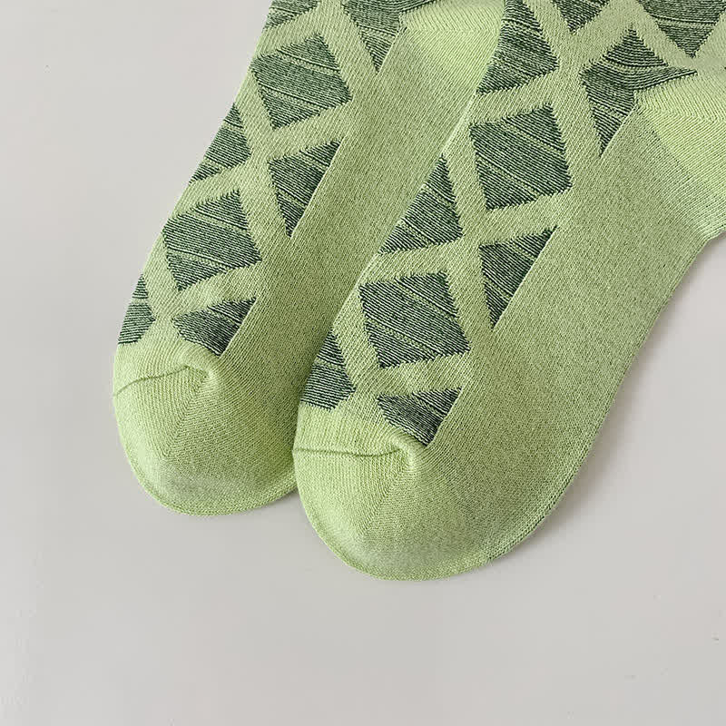 Chaussettes mi-mollet en coton tricoté à carreaux avec motif losanges