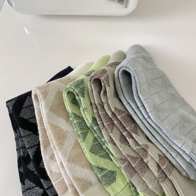 Chaussettes mi-mollet en coton tricoté à carreaux avec motif losanges