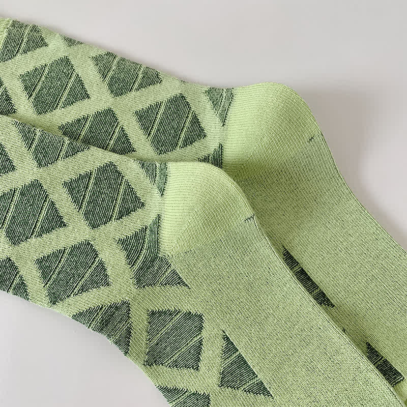 Chaussettes mi-mollet en coton tricoté à carreaux avec motif losanges