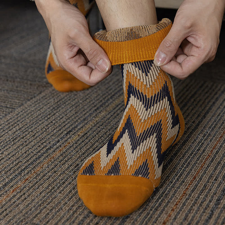 Chaussettes en coton à motif zigzag rétro funky