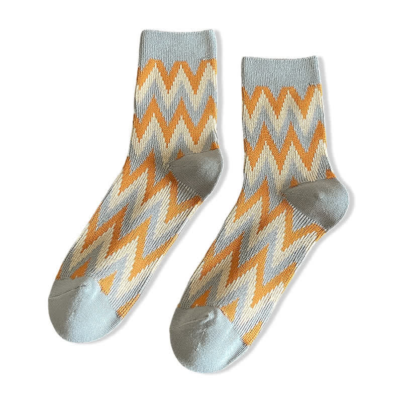 Chaussettes en coton à motif zigzag rétro funky