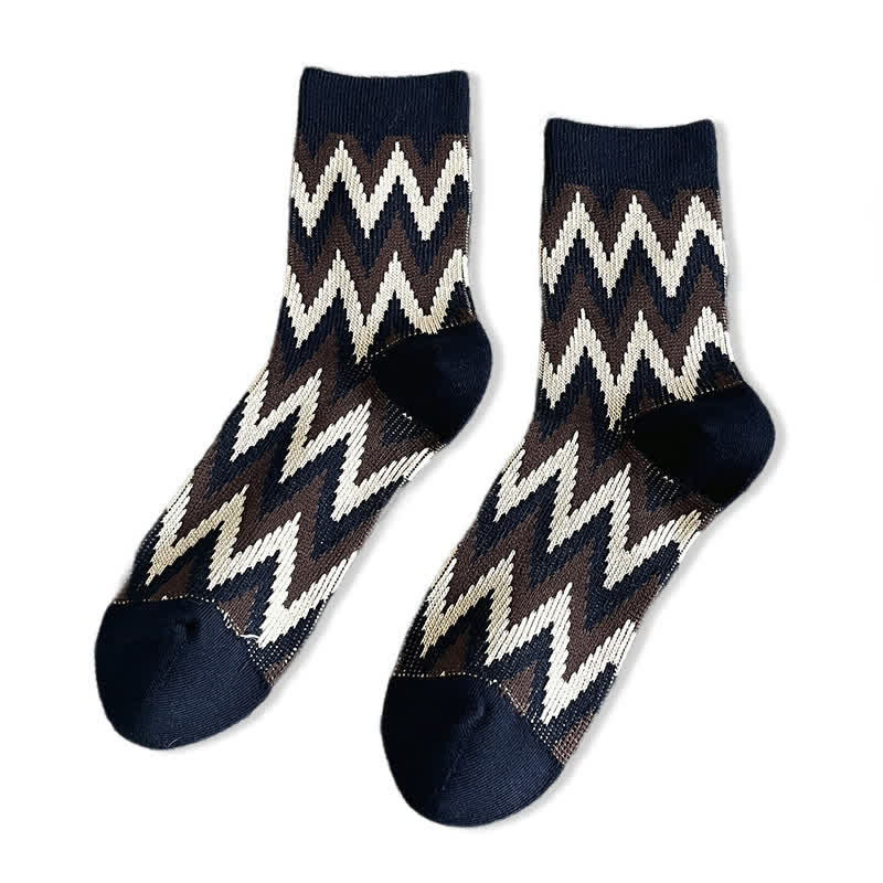 Chaussettes en coton à motif zigzag rétro funky