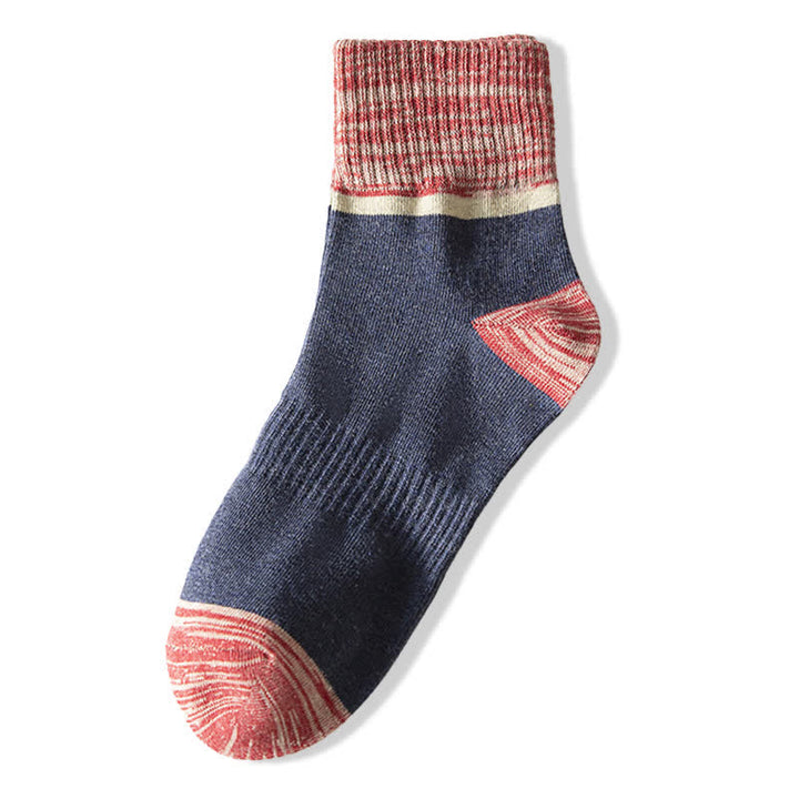 Chaussettes mi-mollet de sport en coton à contraste de couleurs