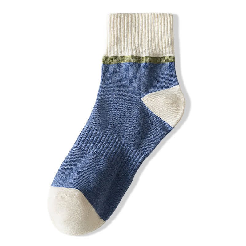 Chaussettes mi-mollet de sport en coton à contraste de couleurs