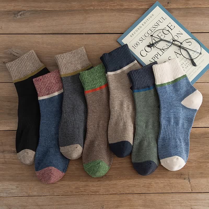Chaussettes mi-mollet de sport en coton à contraste de couleurs