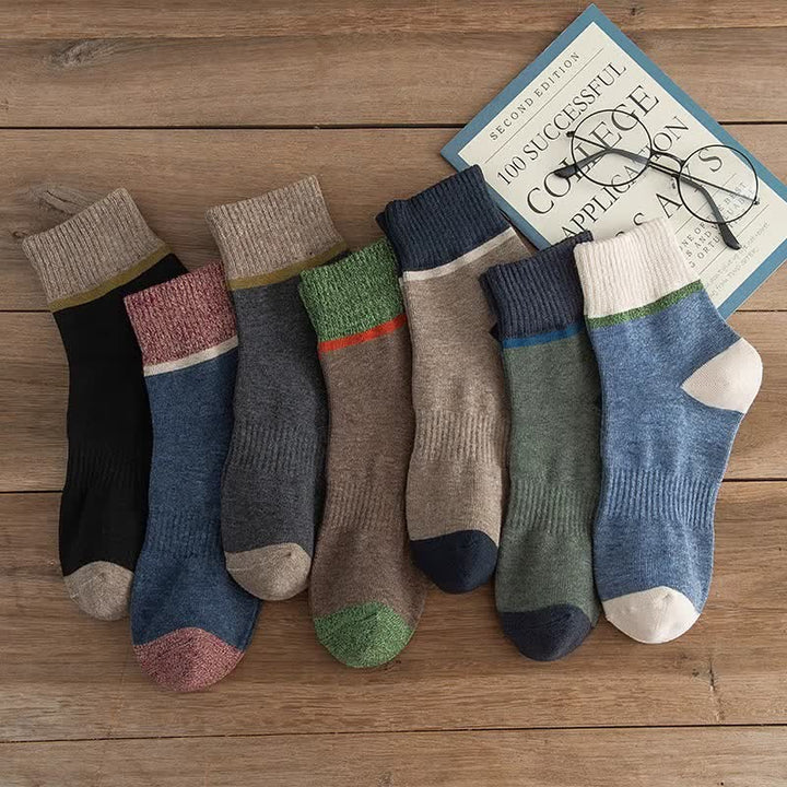 Chaussettes mi-mollet de sport en coton à contraste de couleurs
