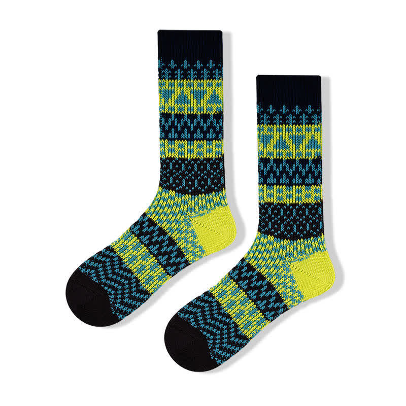 Chaussettes en coton rayées à motifs ethniques colorés