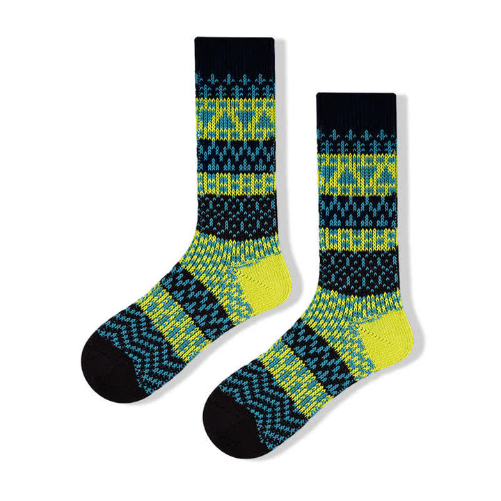 Chaussettes en coton rayées à motifs ethniques colorés