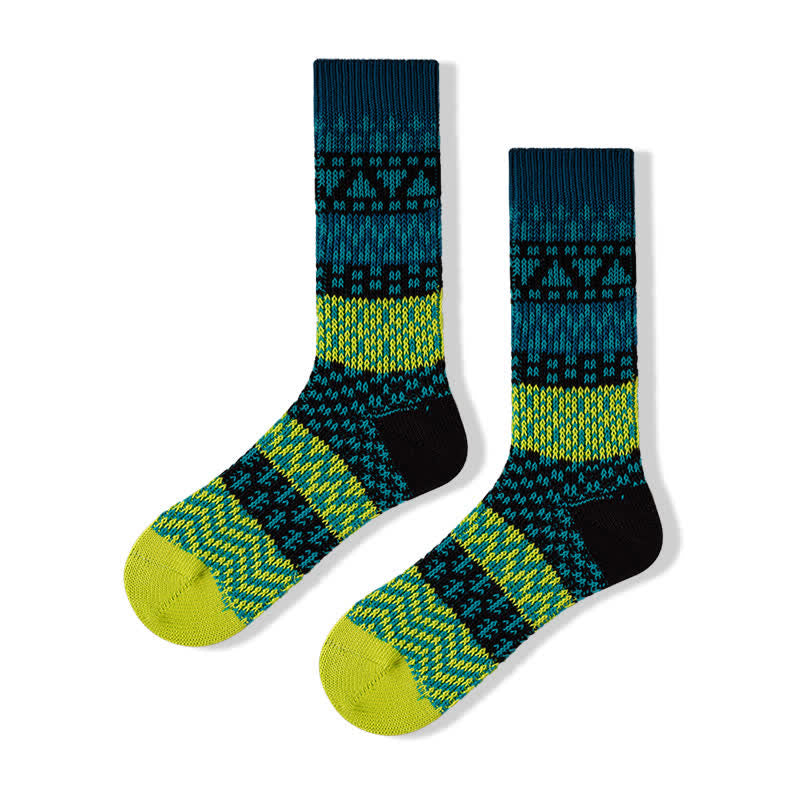 Chaussettes en coton rayées à motifs ethniques colorés