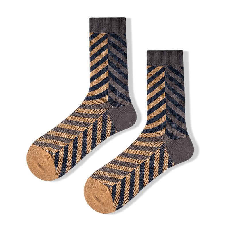 Chaussettes mi-mollet classiques en coton à rayures et blocs de couleurs