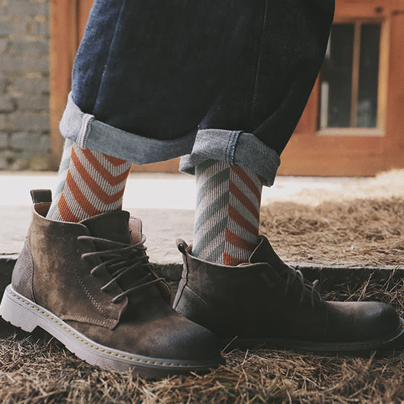 Chaussettes mi-mollet classiques en coton à rayures et blocs de couleurs