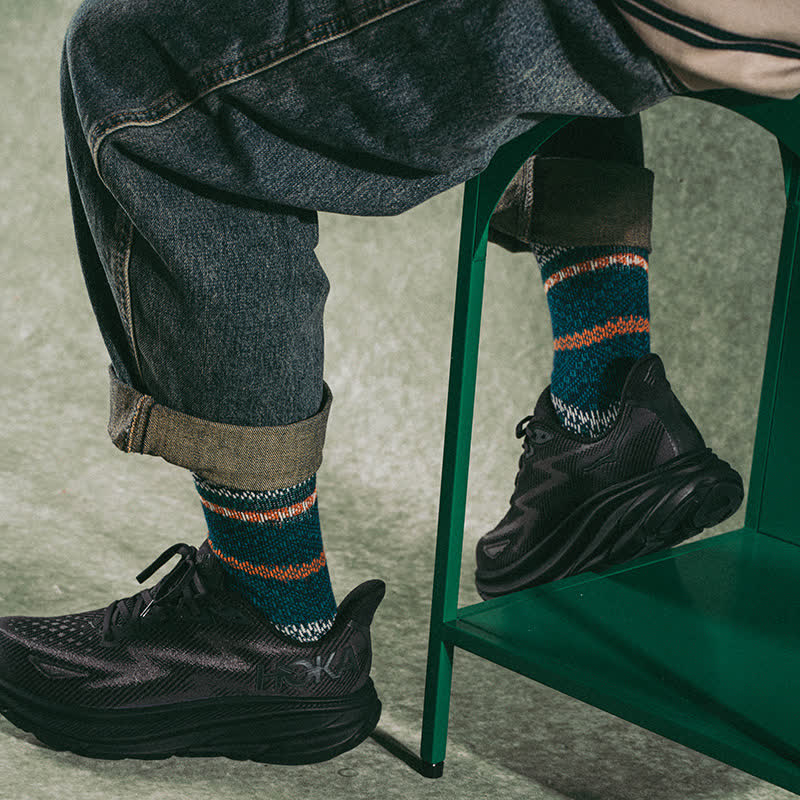 Chaussettes en coton confortables et esthétiques à double couleur chic