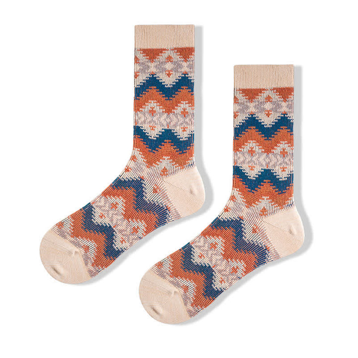 Chaussettes en coton à motif de vagues tribales lumineuses