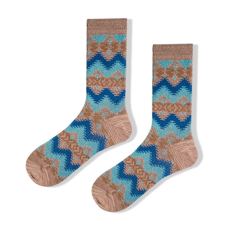 Chaussettes en coton à motif de vagues tribales lumineuses