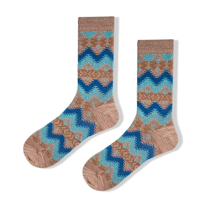Chaussettes en coton à motif de vagues tribales lumineuses