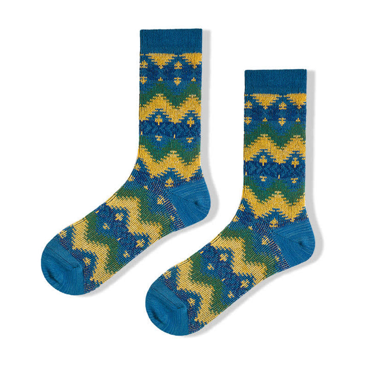 Chaussettes en coton à motif de vagues tribales lumineuses