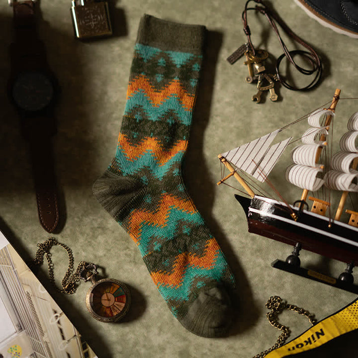 Chaussettes en coton à motif de vagues tribales lumineuses