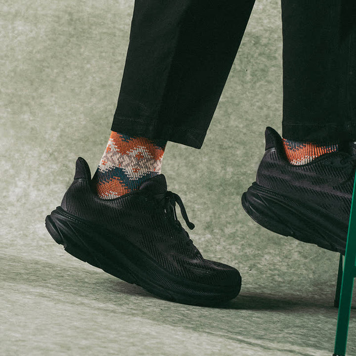 Chaussettes en coton à motif de vagues tribales lumineuses