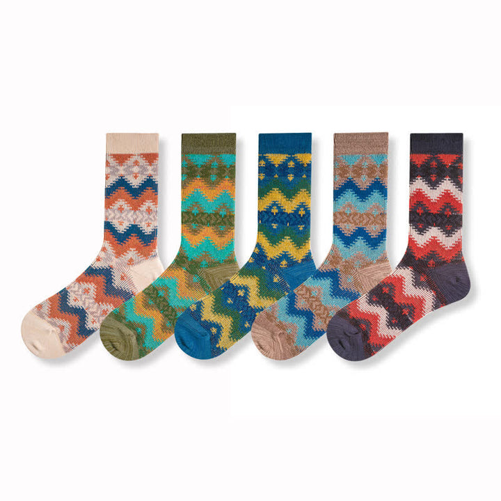 Chaussettes en coton à motif de vagues tribales lumineuses