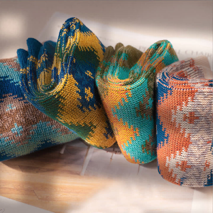 Chaussettes en coton à motif de vagues tribales lumineuses