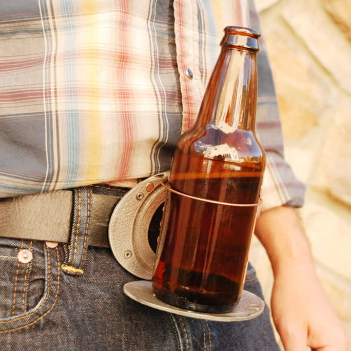 Ceinture en cuir à boucle créative pour porte-bière avec drapeau américain pour homme