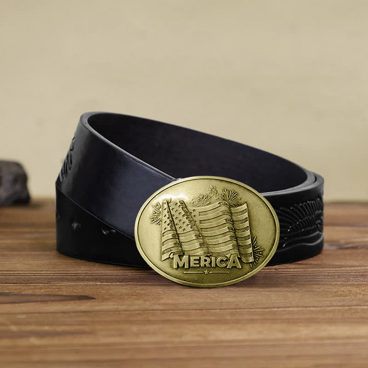 Ceinture en cuir avec boucle créative pour porte-bière et drapeau Merica Pride pour homme