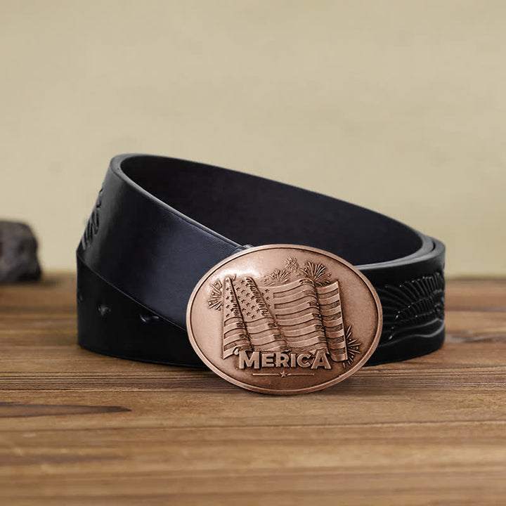 Ceinture en cuir avec boucle créative pour porte-bière et drapeau Merica Pride pour homme