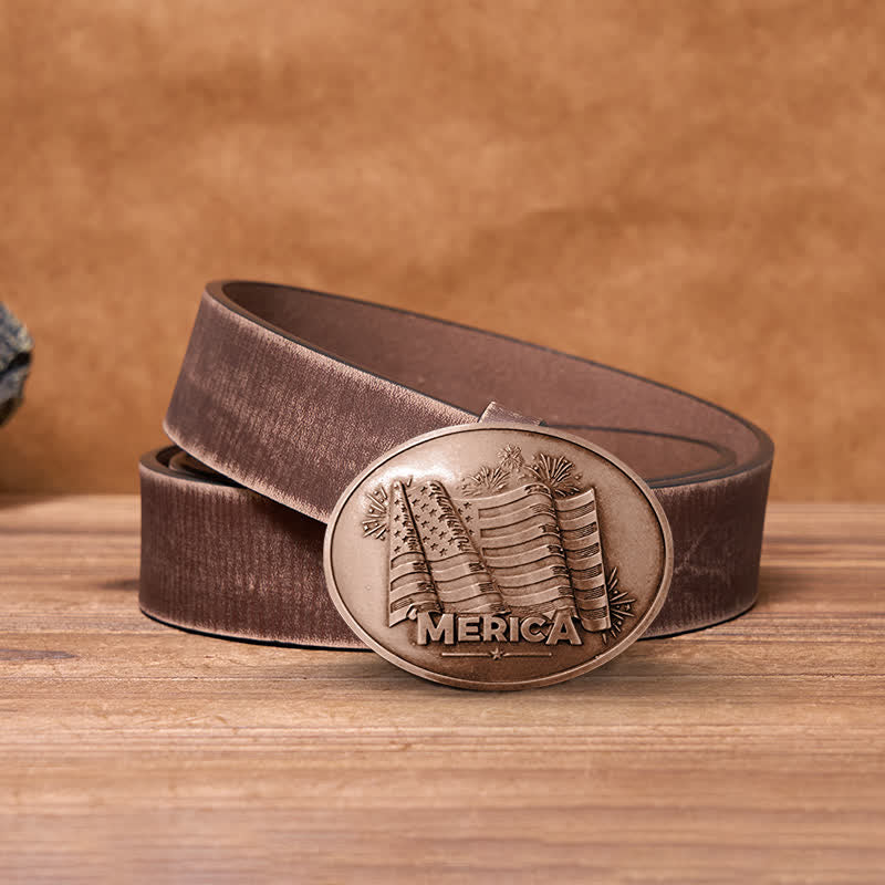 Ceinture en cuir avec boucle créative pour porte-bière et drapeau Merica Pride pour homme