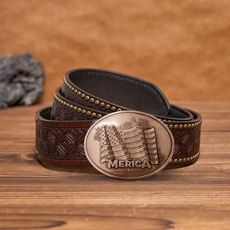 Ceinture en cuir avec boucle créative pour porte-bière et drapeau Merica Pride pour homme