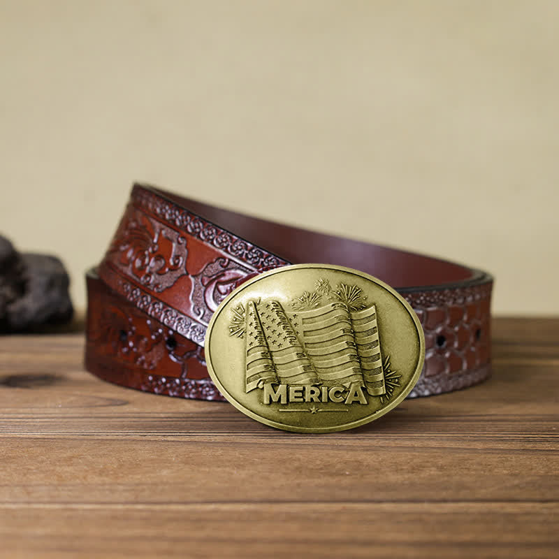 Ceinture en cuir avec boucle créative pour porte-bière et drapeau Merica Pride pour homme