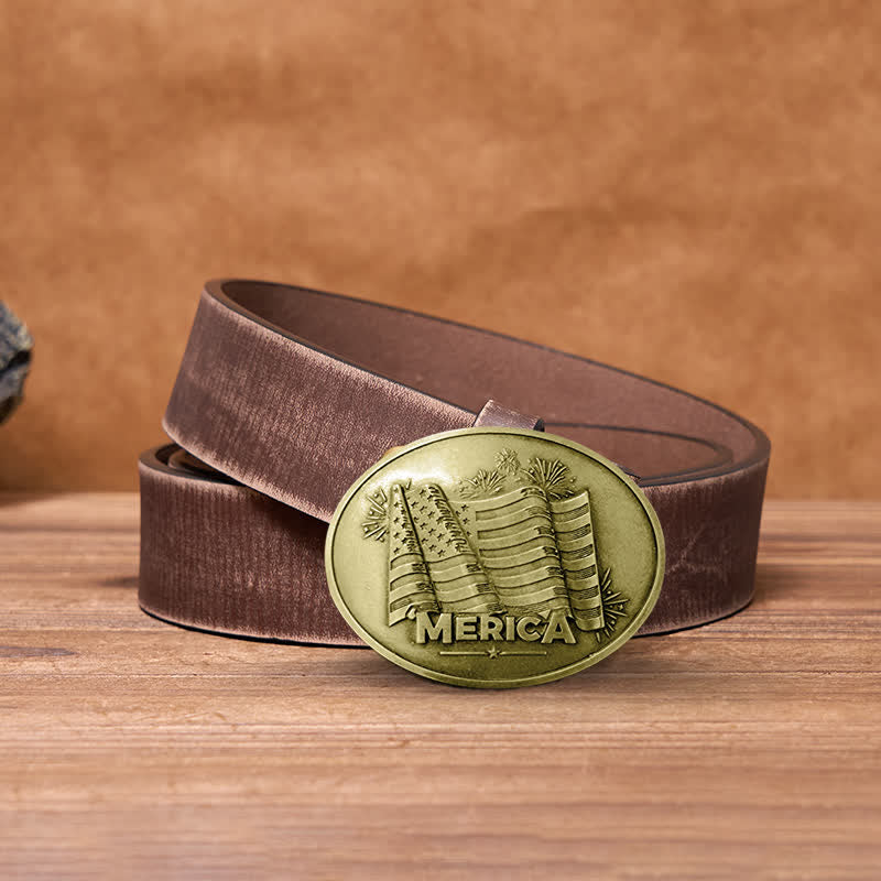 Ceinture en cuir avec boucle créative pour porte-bière et drapeau Merica Pride pour homme
