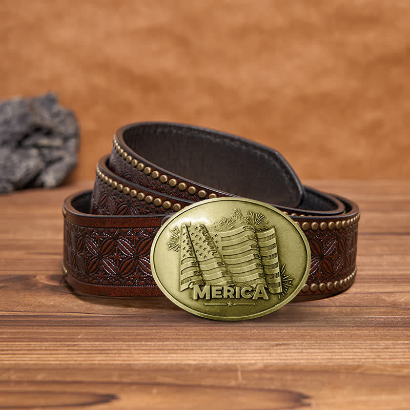Ceinture en cuir avec boucle créative pour porte-bière et drapeau Merica Pride pour homme