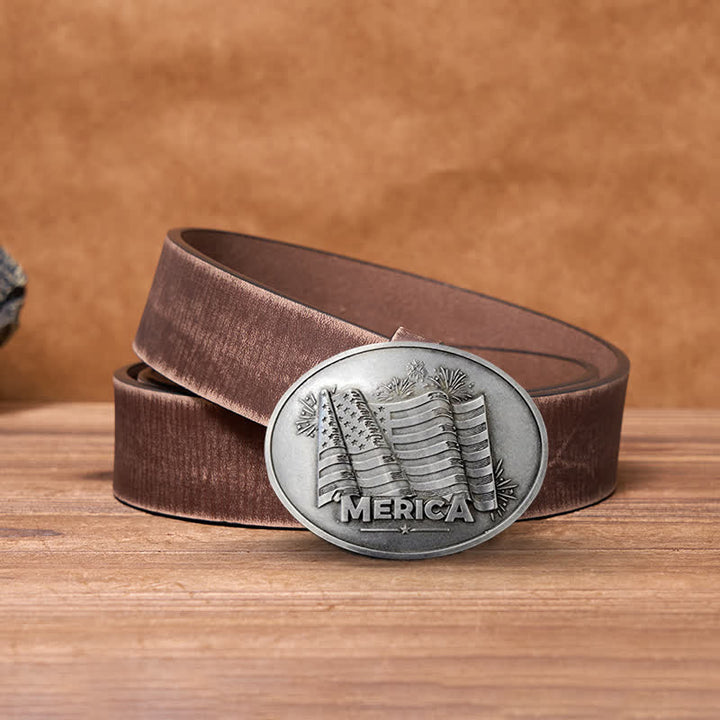 Ceinture en cuir avec boucle créative pour porte-bière et drapeau Merica Pride pour homme