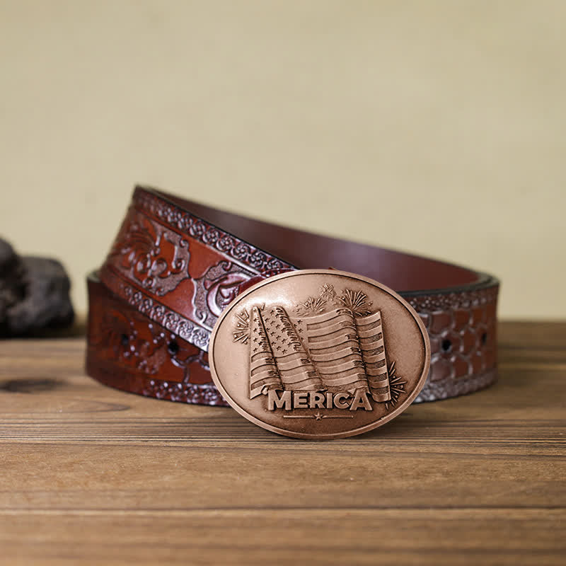 Ceinture en cuir avec boucle créative pour porte-bière et drapeau Merica Pride pour homme