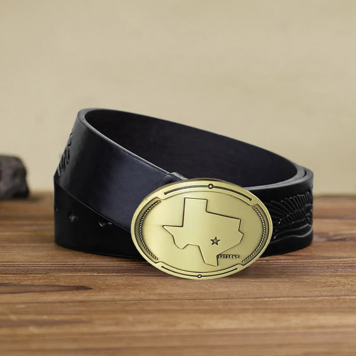 Ceinture en cuir avec boucle pour porte-bière créative pour homme avec carte de l'état du Texas
