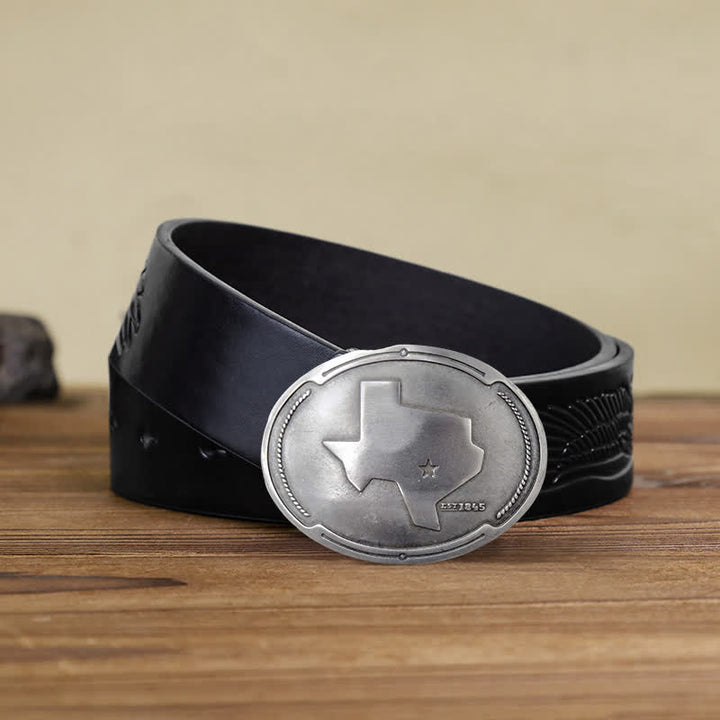 Ceinture en cuir avec boucle pour porte-bière créative pour homme avec carte de l'état du Texas