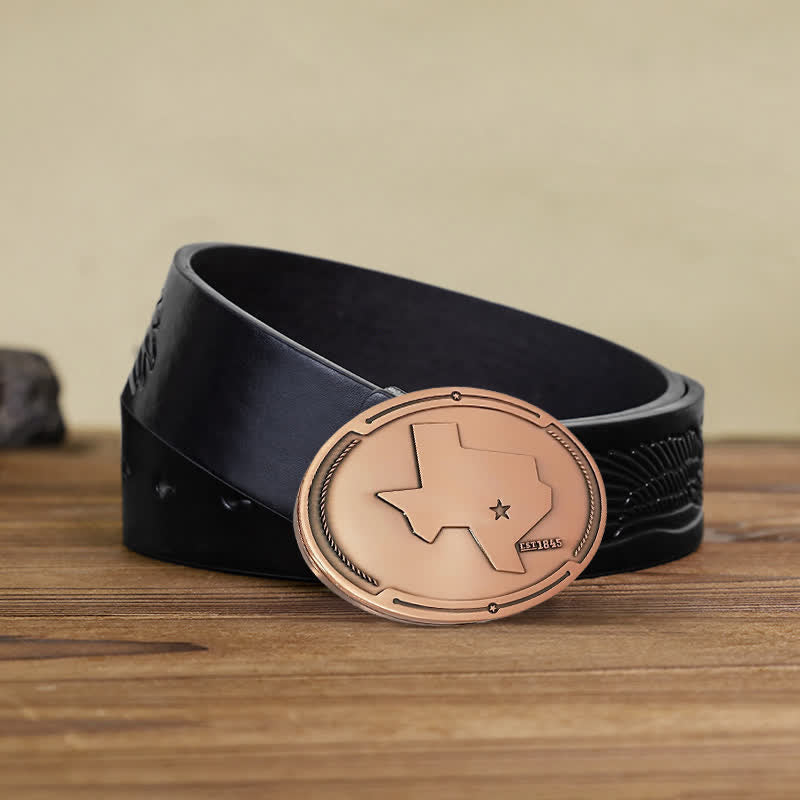 Ceinture en cuir avec boucle pour porte-bière créative pour homme avec carte de l'état du Texas